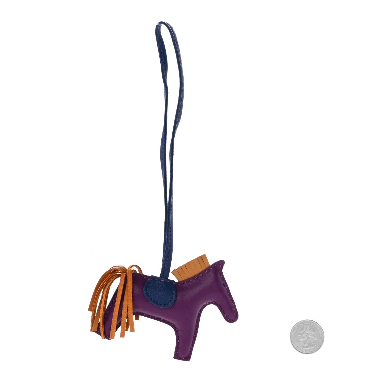 Hermes Milo Lambskin Grigri Rodeo Horse Bag Charm PM Violet Sesame Bleu Saphir 2 of 5