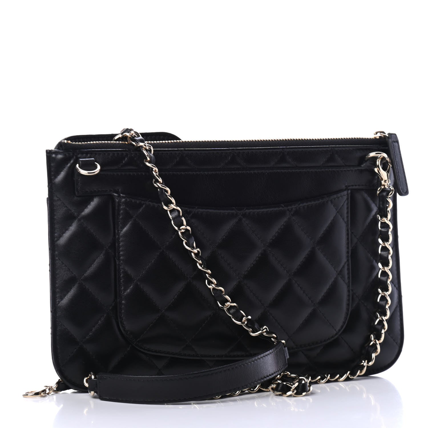 Chanel Lambskin Quilted Clutch With Chain Black 3 of 5