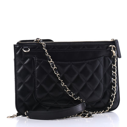 Chanel Lambskin Quilted Clutch With Chain Black 3 of 5