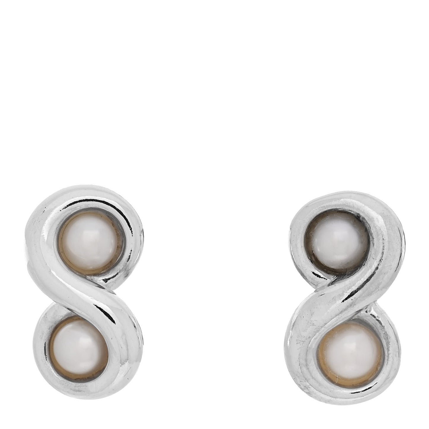 Sterling Silver Pearl Infinity Earrings