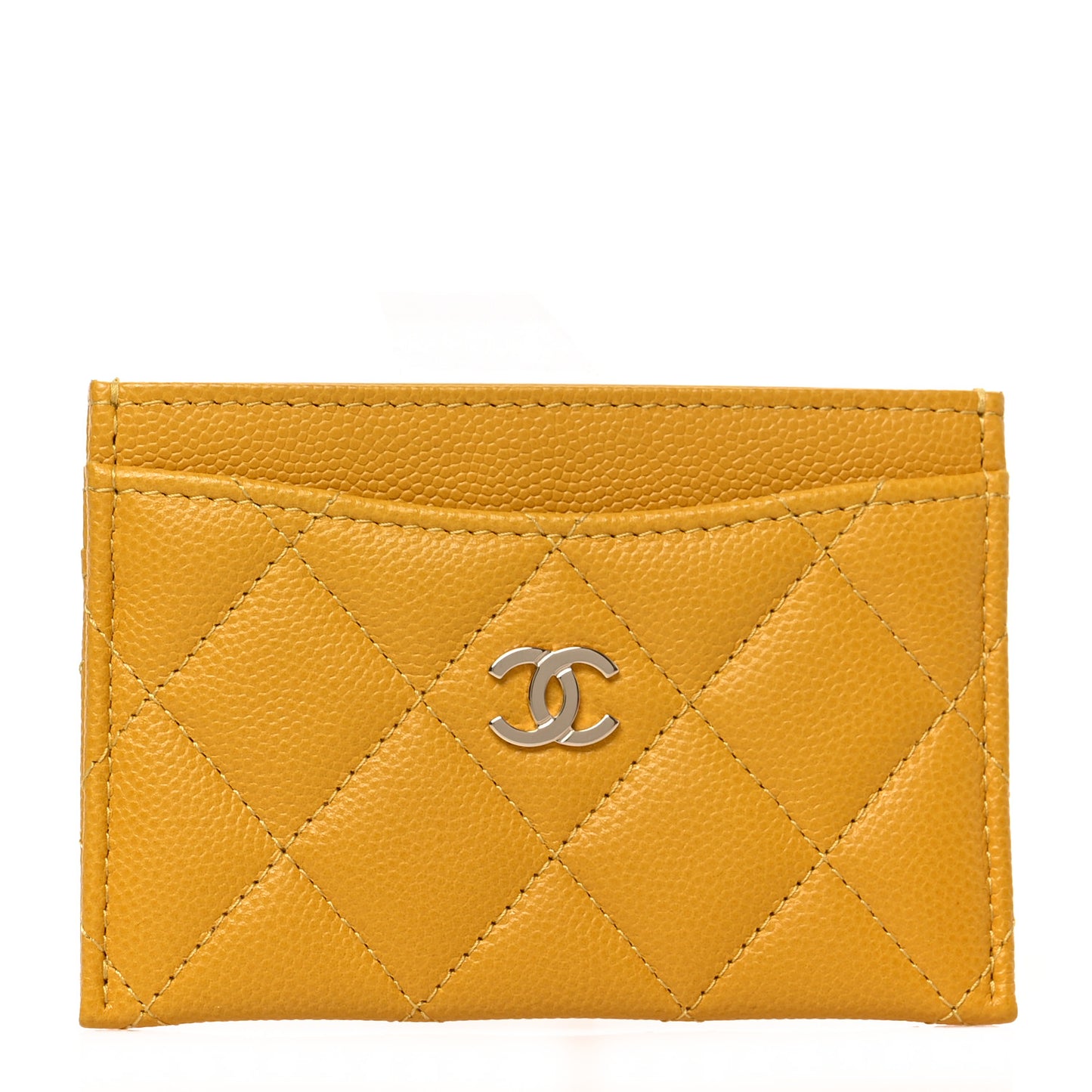 Caviar Quilted Card Holder Yellow