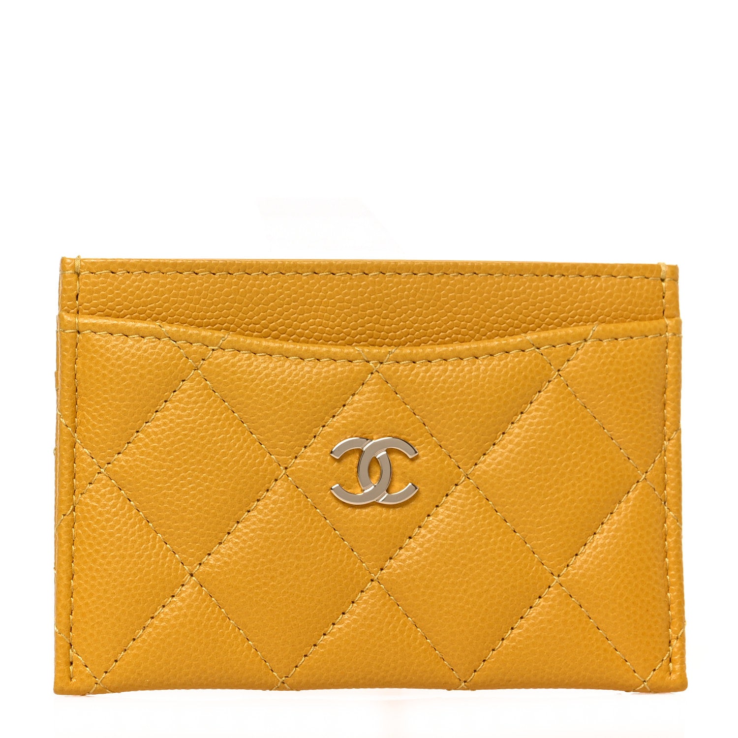 Chanel Caviar Quilted Card Holder Yellow 1 of 8