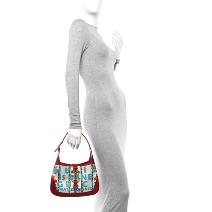 Gucci Canvas Calfskin 100 Centennial Music Small Jackie 1961 Hobo Ivory Red 2 of 9