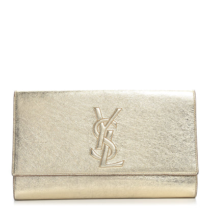 Saint Laurent Metallic Calfskin Monogram Large Belle De Jour Clutch Gold 1 of 4