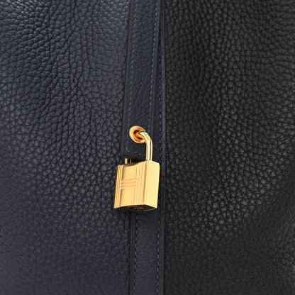 Hermes Taurillon Clemence Casaque Picotin Lock 22 MM Bleu Nuit Black Blue Frida 8 of 11