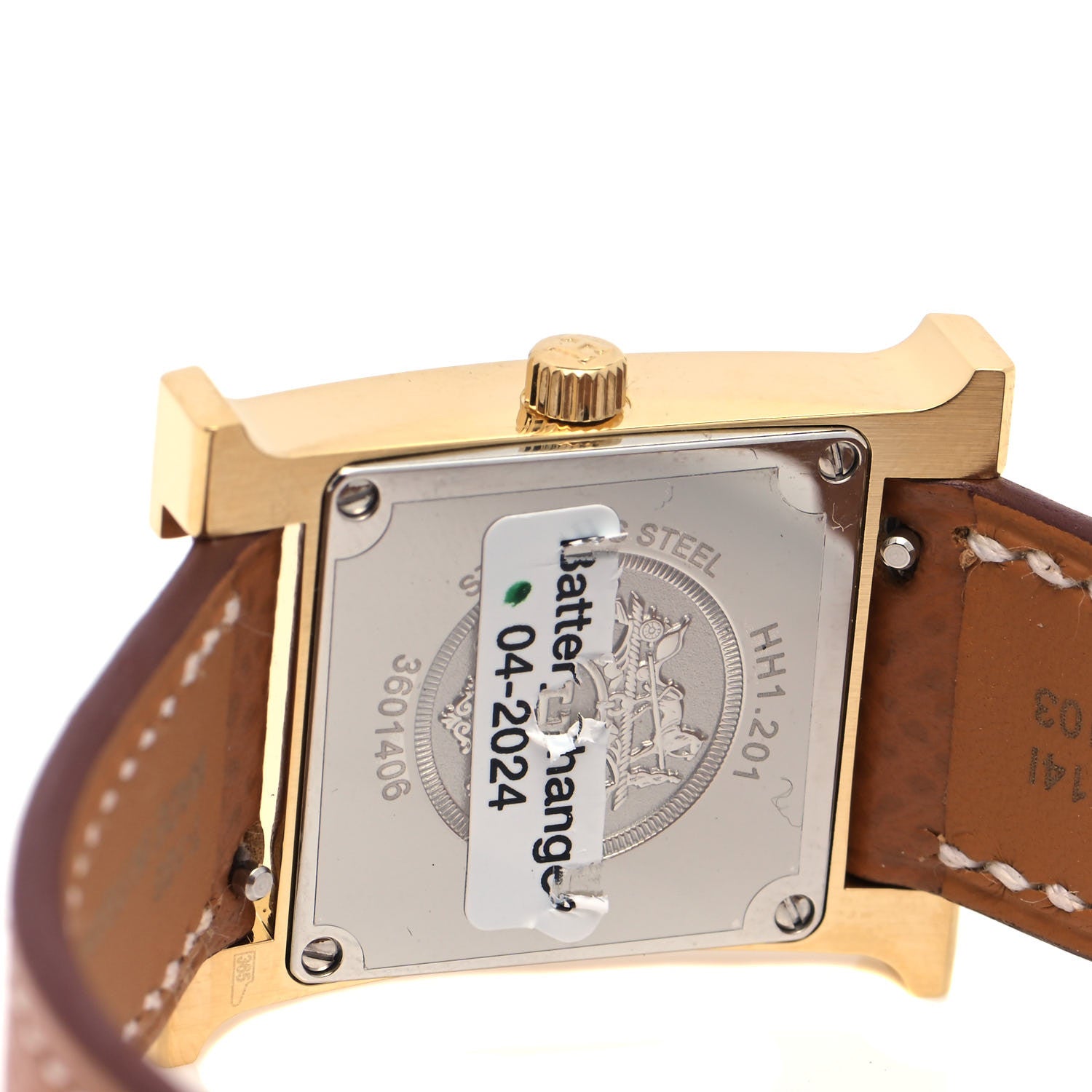 Hermes Stainless Steel Epsom 21mm Heure H Hour Quartz Watch Gold 4 of 5