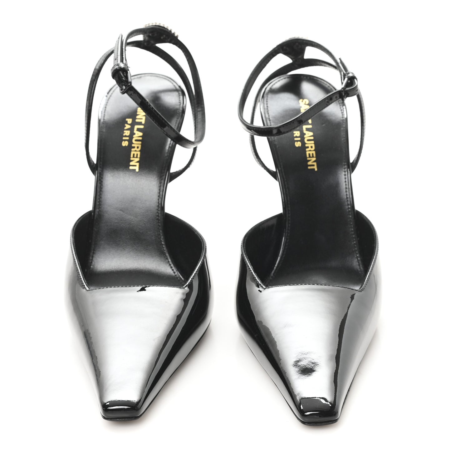 Patent Crystal Anouk 115 Ankle Strap Pumps 38 Black