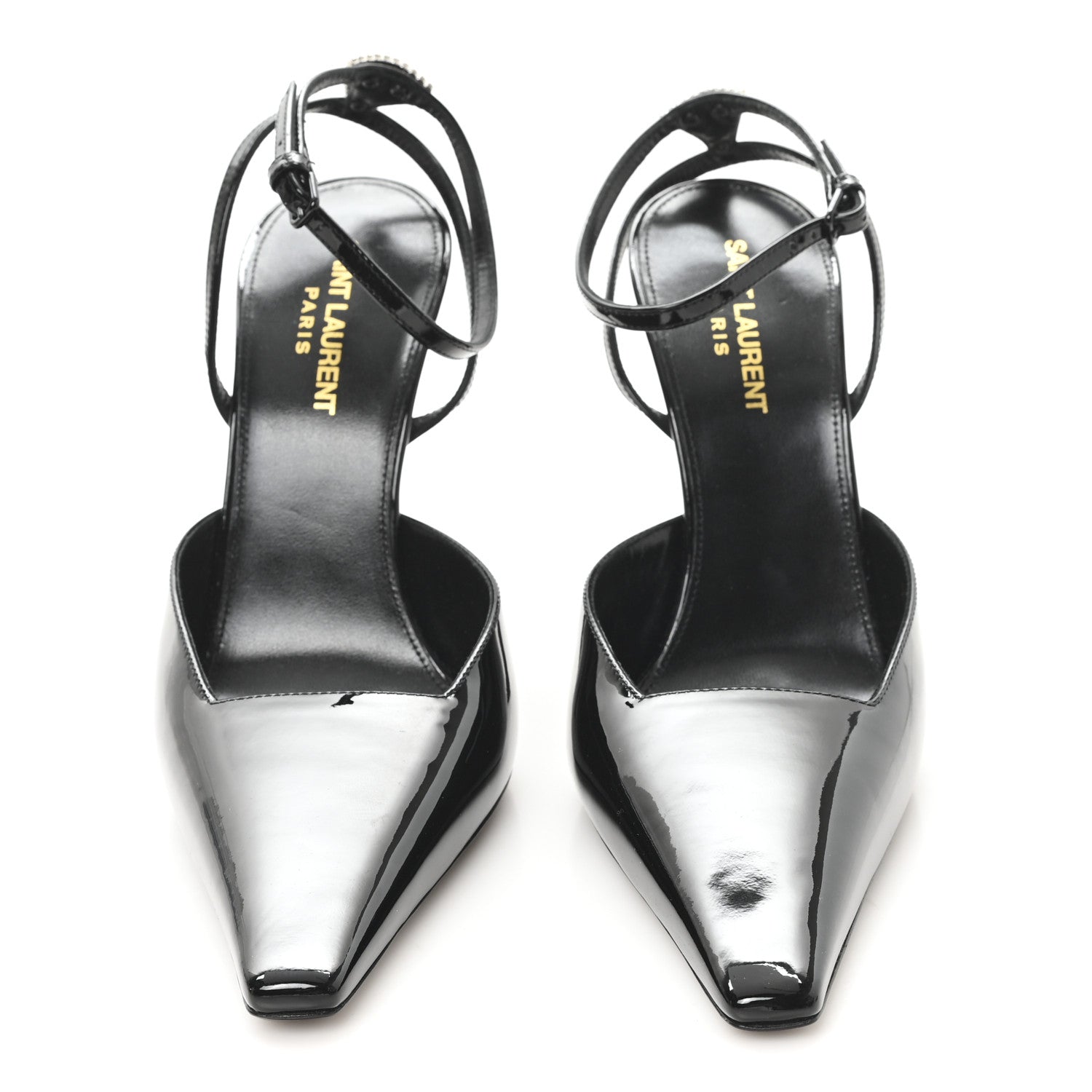 Saint Laurent Patent Crystal Anouk 115 Ankle Strap Pumps 38 Black 3 of 9