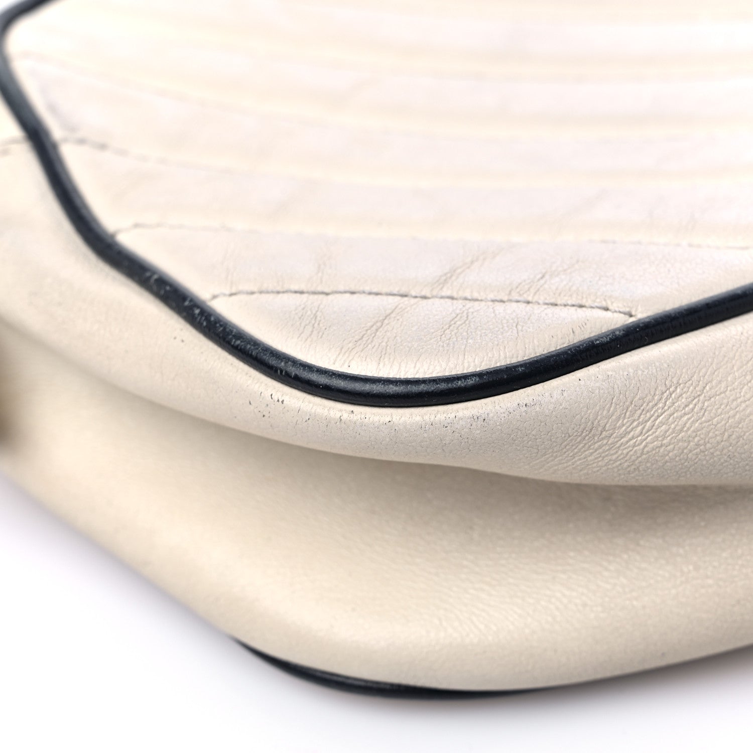 Gucci Vintage Effect Calfskin Matelasse Diagonal Small Torchon GG Marmont Chain Shoulder Bag Mystic White Blue Agata 10 of 18