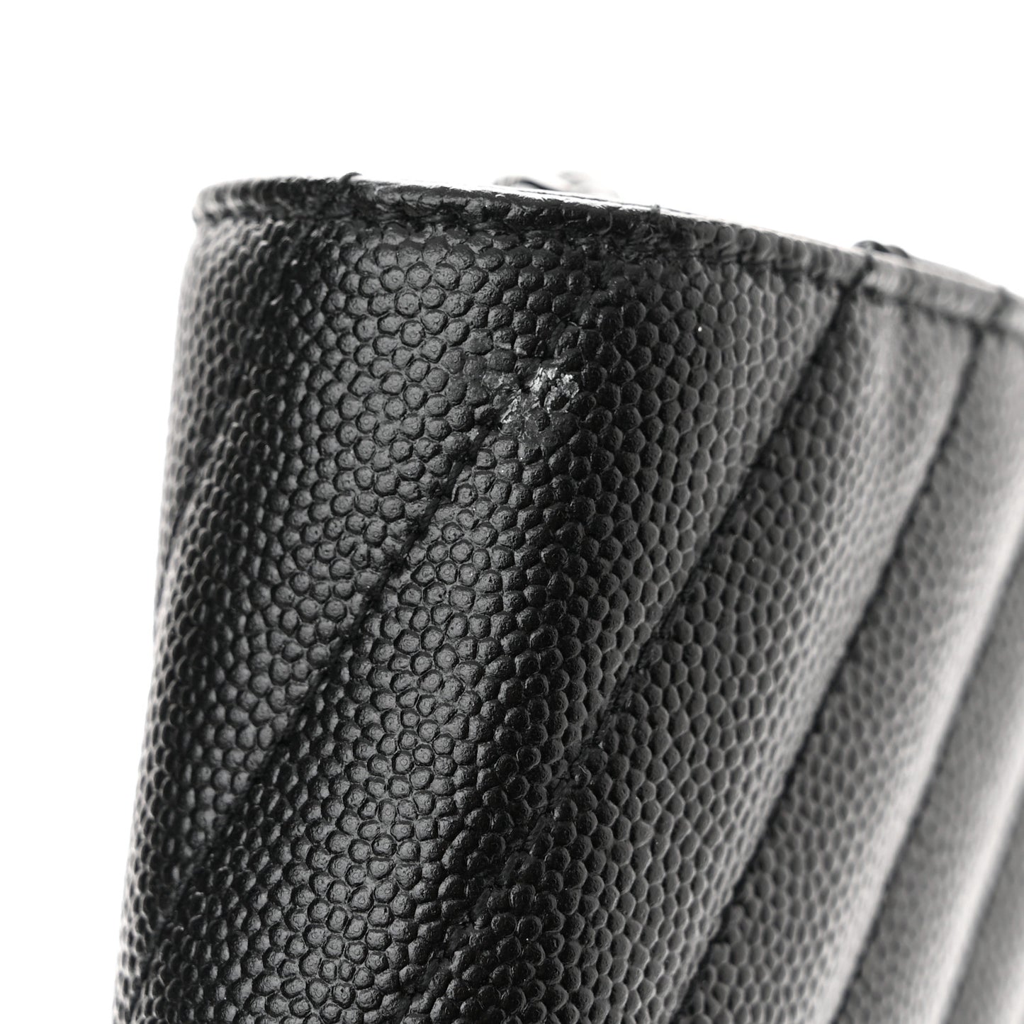 Grain De Poudre Matelasse Chevron Monogram Monochrome Chain Wallet Black