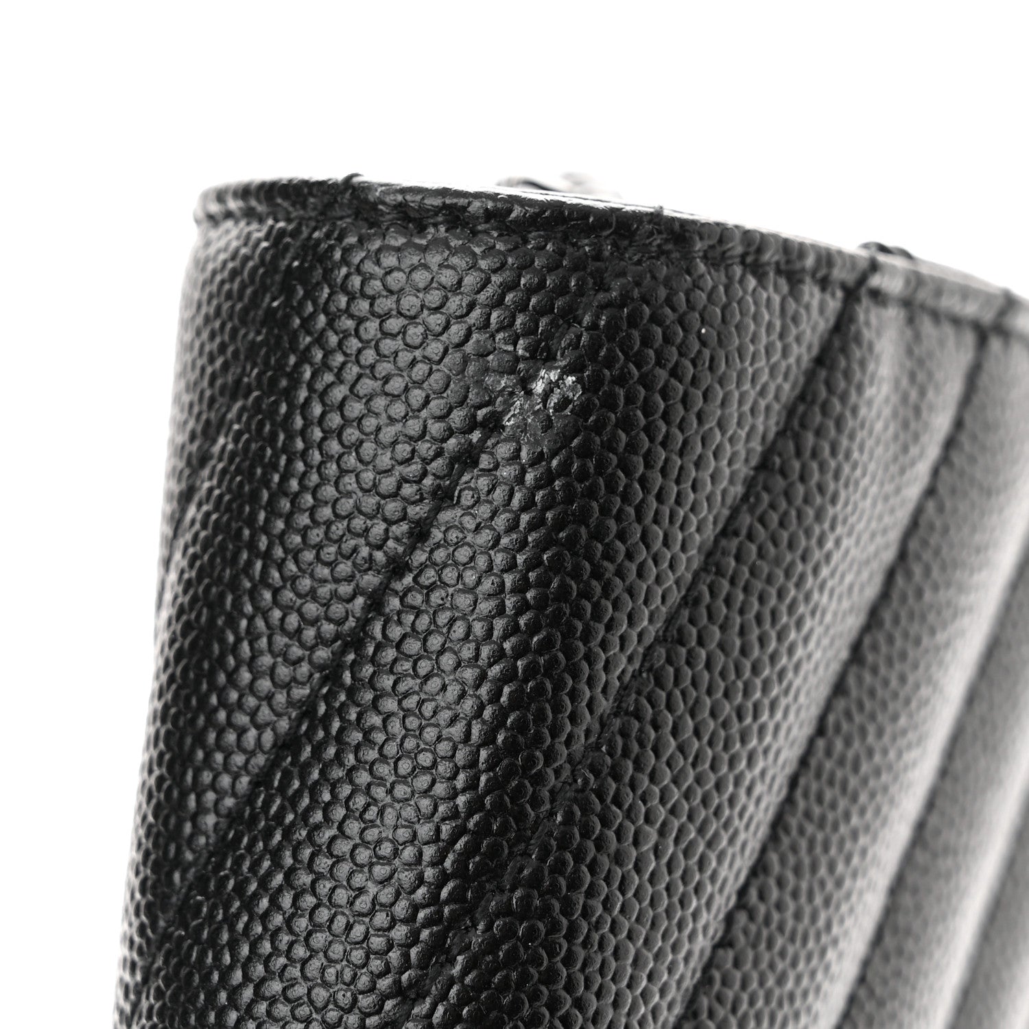 Saint Laurent Grain De Poudre Matelasse Chevron Monogram Monochrome Chain Wallet Black 10 of 11
