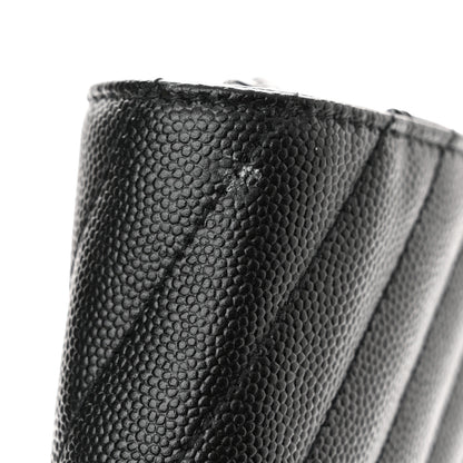 Saint Laurent Grain De Poudre Matelasse Chevron Monogram Monochrome Chain Wallet Black 10 of 11