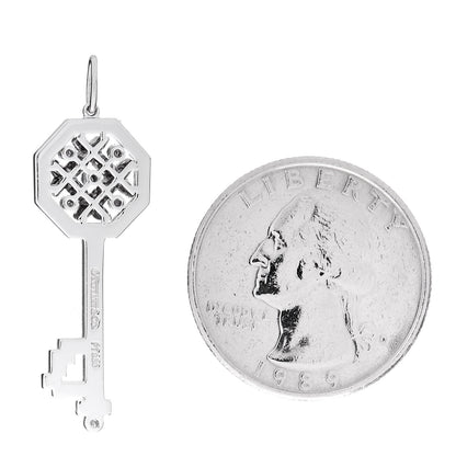 Tiffany Platinum Diamond Octagon Key Charm Pendant 2 of 4