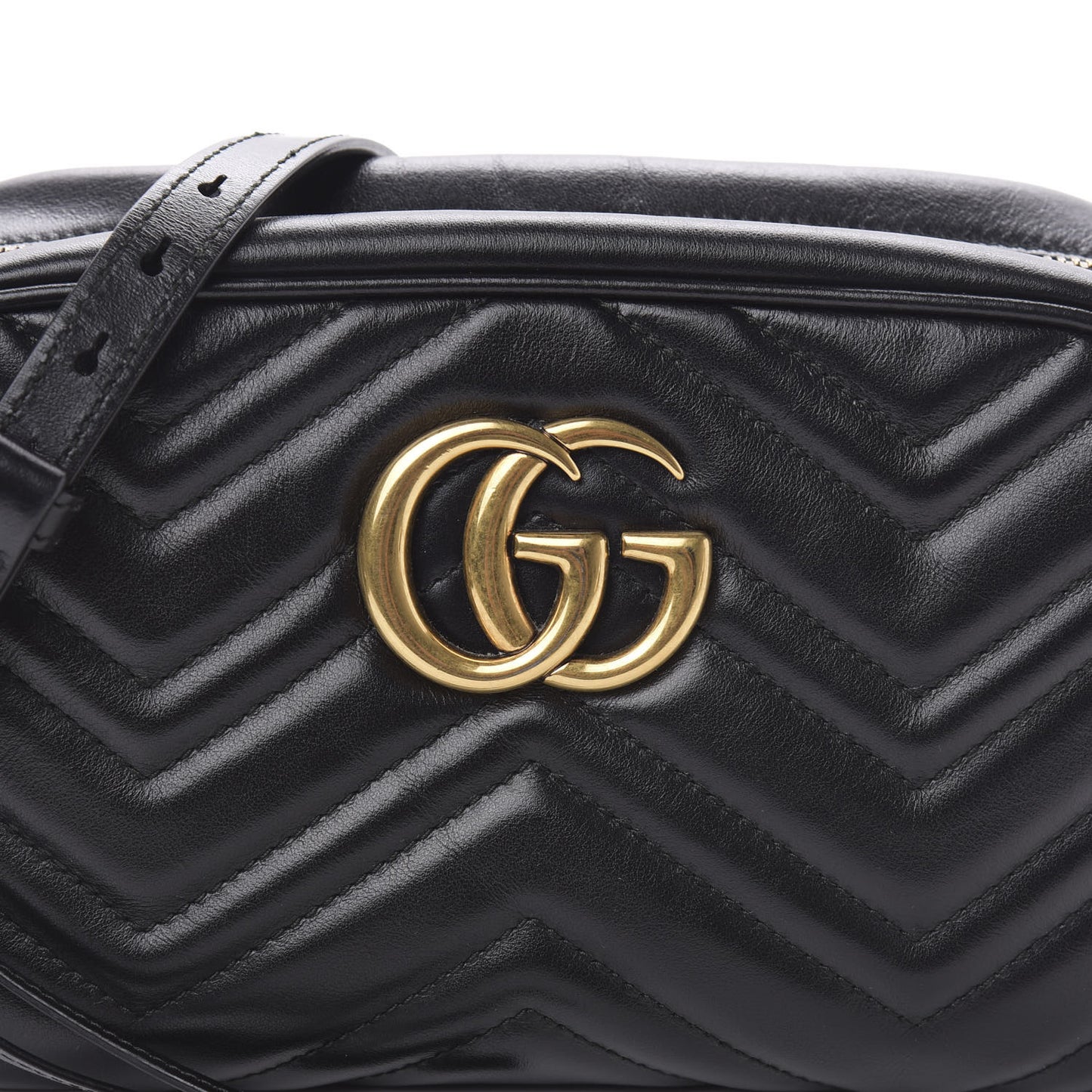Calfskin Matelasse Small GG Marmont Chain Shoulder Bag Black