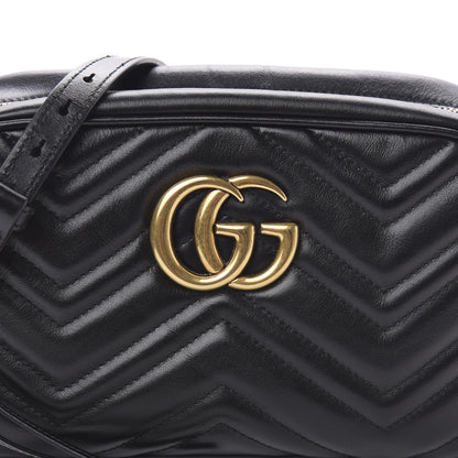 Gucci Calfskin Matelasse Small GG Marmont Chain Shoulder Bag Black 11 of 12