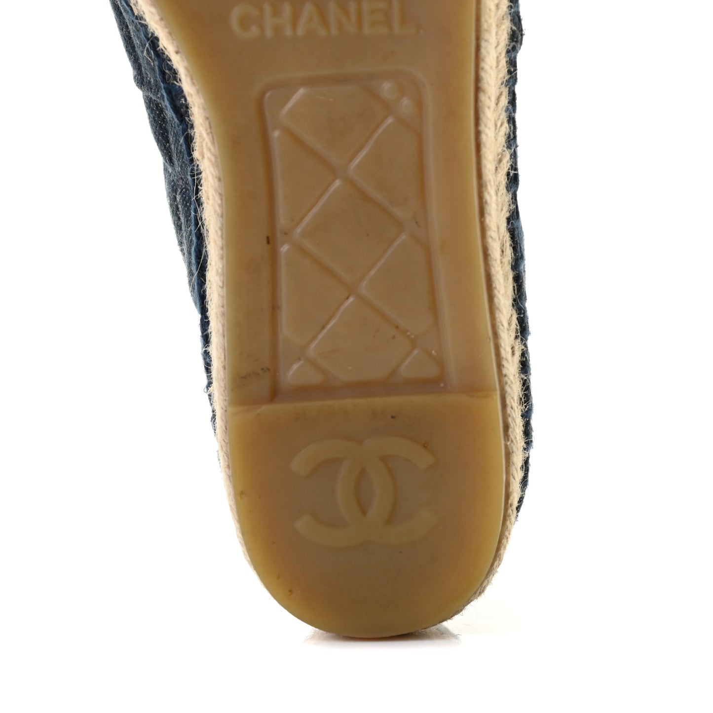 Denim Toile Embossed CC Espadrilles 37 Navy Black