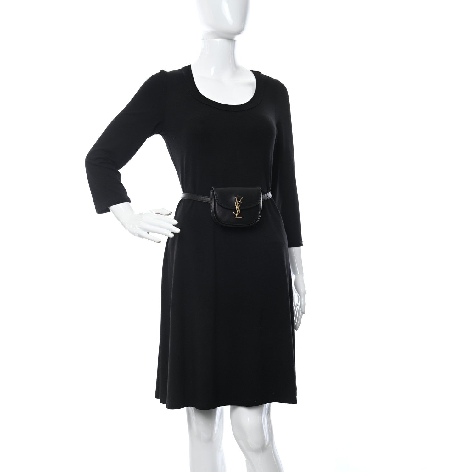 Saint Laurent Smooth Calfskin Mini Classic Monogram Kaia Belt Black 3 of 12