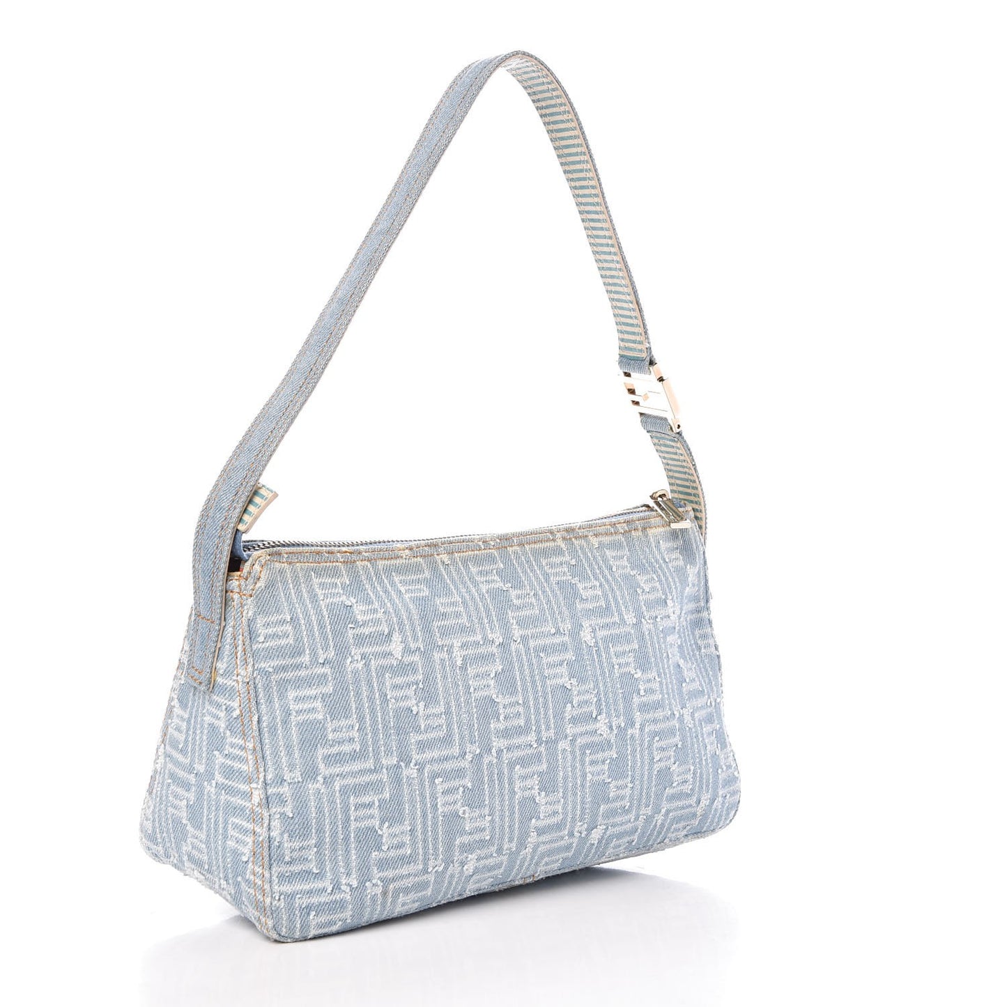 Denim FF Small Shoulder Bag Celeste