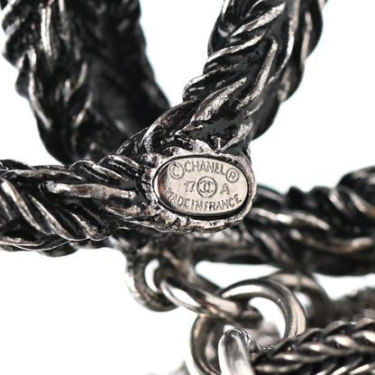 Chanel Ruthenium Crystal Chain Fringe CC Brooch Silver 4 of 5