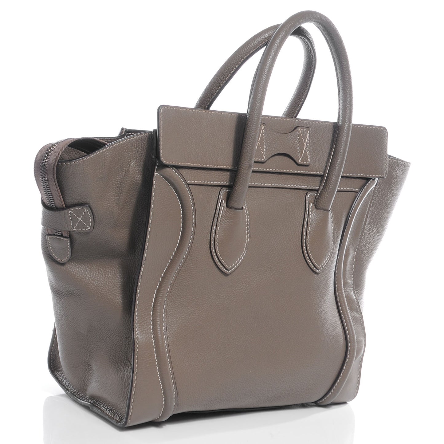 Drummed Calfskin Mini Luggage Bag Souris