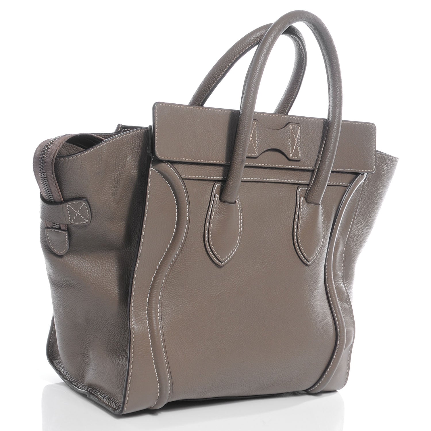 Celine Drummed Calfskin Mini Luggage Bag Souris 3 of 10