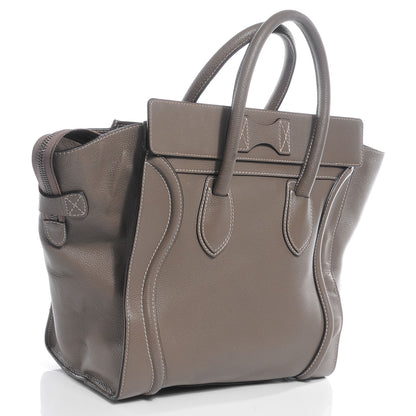 Celine Drummed Calfskin Mini Luggage Bag Souris 3 of 10