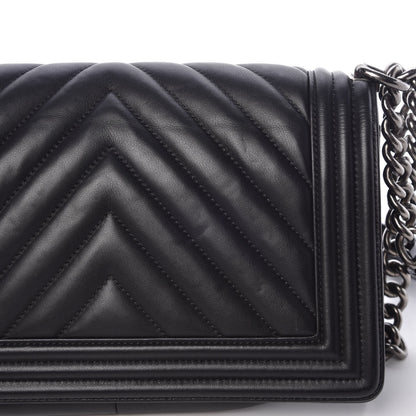 Chanel Calfskin Chevron Quilted Medium Boy Flap Black 8 of 15