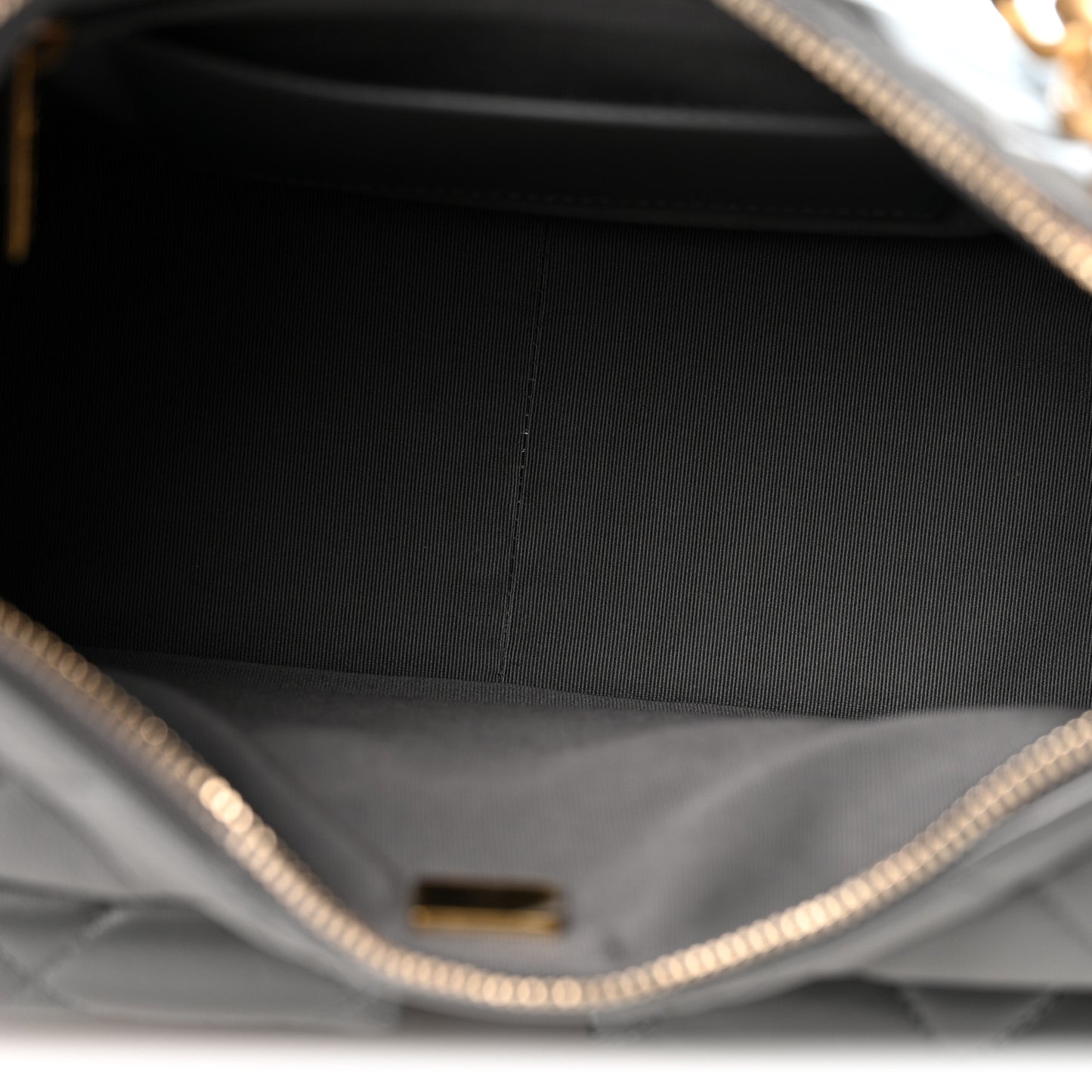 Shiny Lambskin Quilted Trendy Pockets Hobo Dark Grey