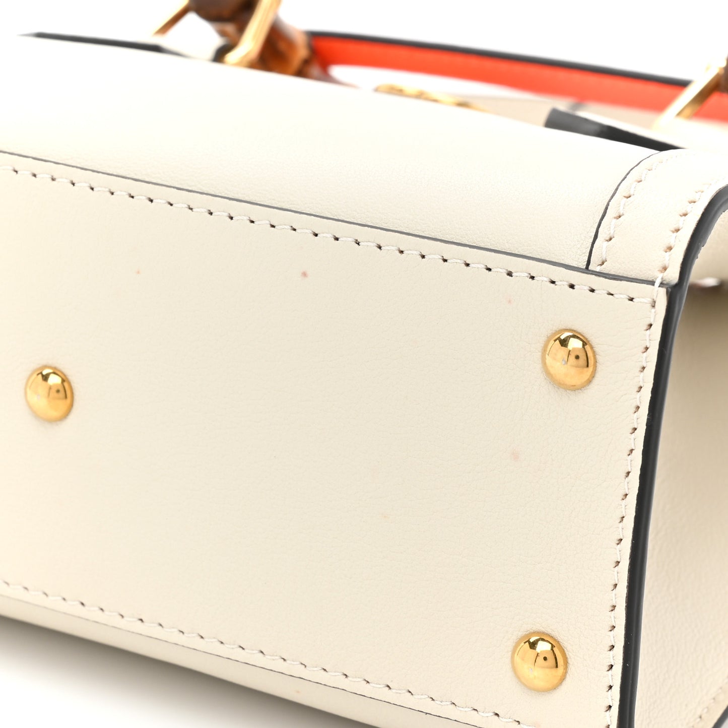 Wonka Grain Calfskin Mini Diana Tote Bag Mystic White Orange Fluo