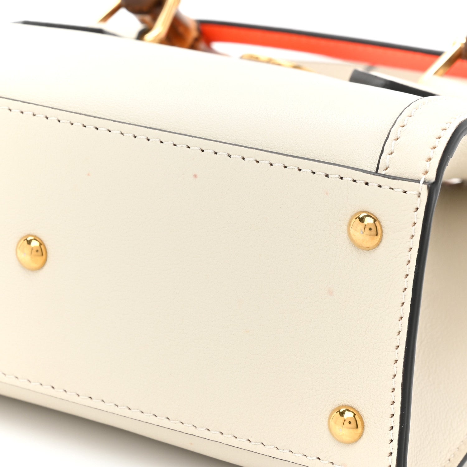 Gucci Wonka Grain Calfskin Mini Diana Tote Bag Mystic White Orange Fluo 11 of 12