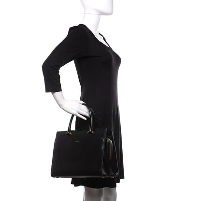 Saint Laurent Shiny Calfskin Medium Uptown Tote Black 2 of 12
