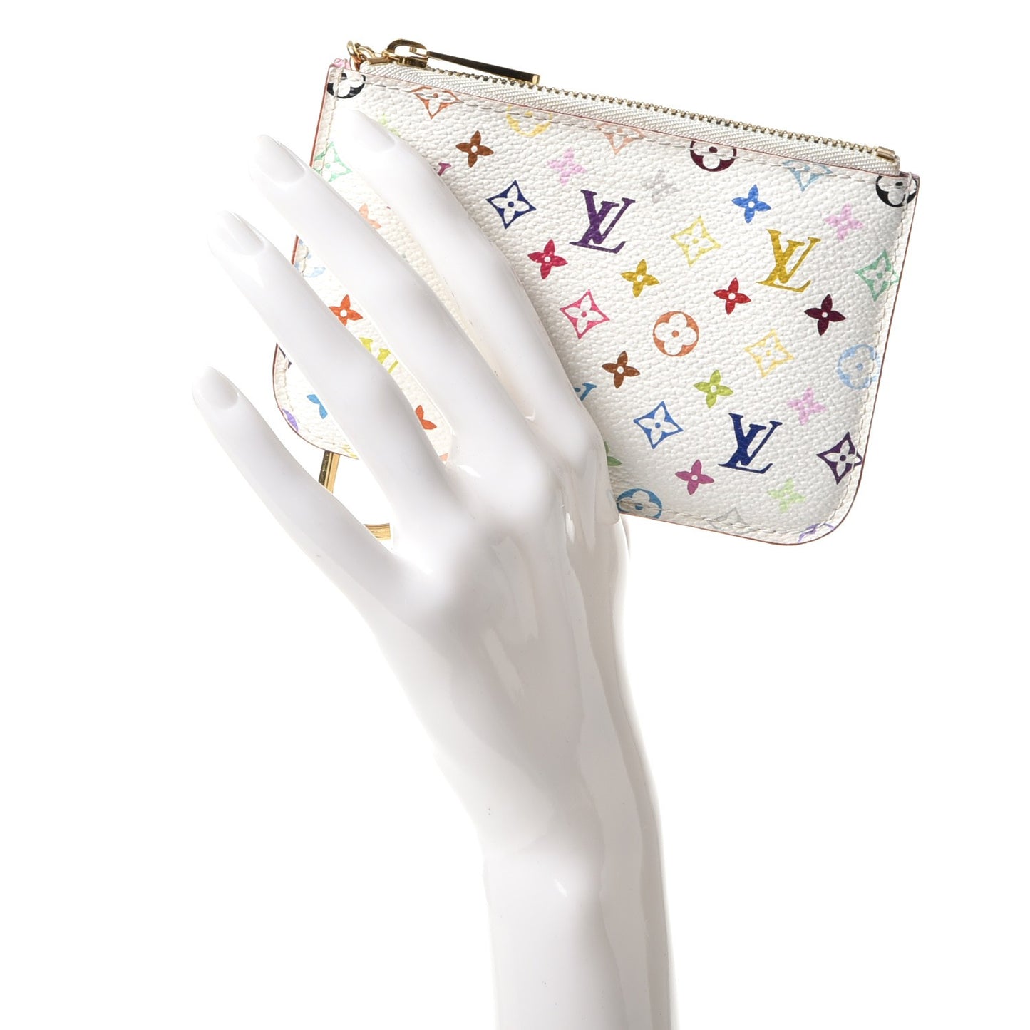 Monogram Multicolor Key Pouch White Litchi