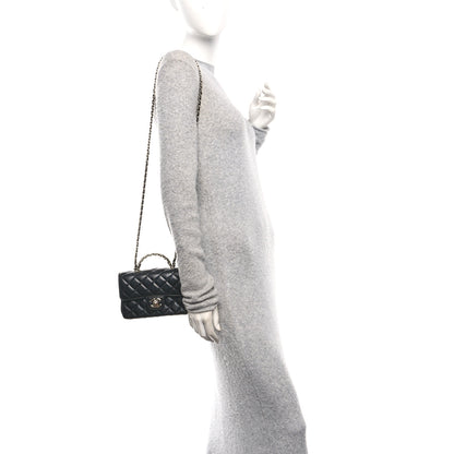 Chanel Lambskin Quilted Mini Crystal Top Handle Rectangular Flap Black 2 of 11