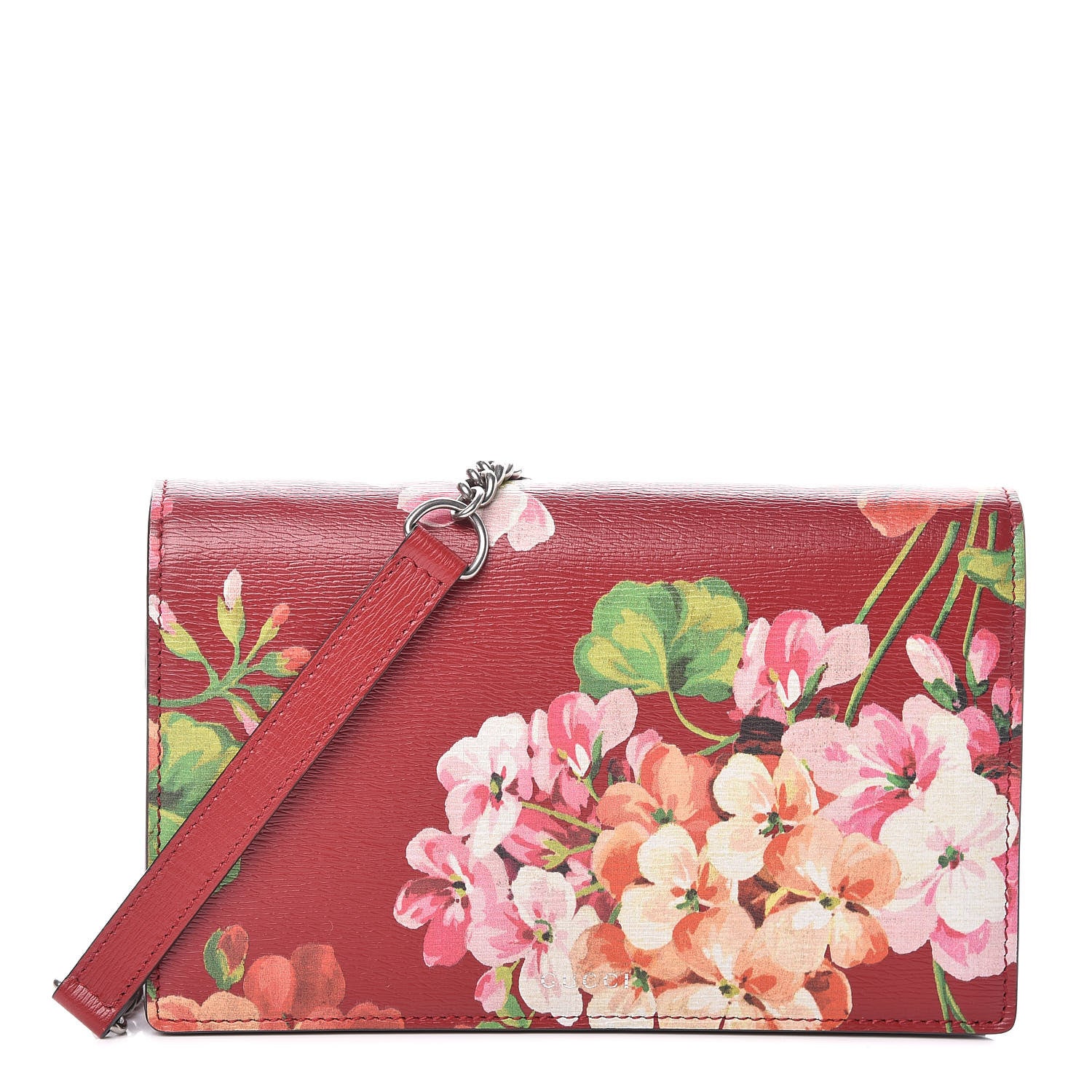 Gucci Calfskin Blooms Print Chain Wallet Romantic Cherry Multicolor 1 of 10