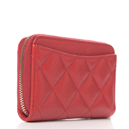 Chanel Caviar Quilted Zip Coin Purse Red 2 of 7