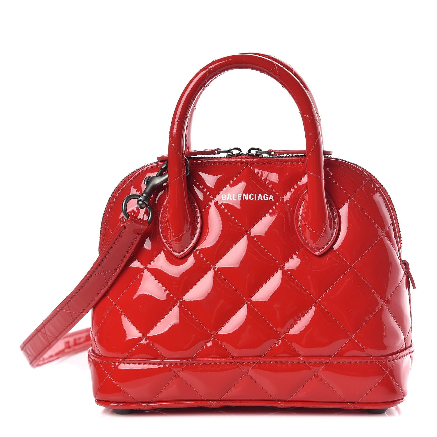 Balenciaga Patent Quilted XXS Ville Top Handle Bag Red 1 of 9
