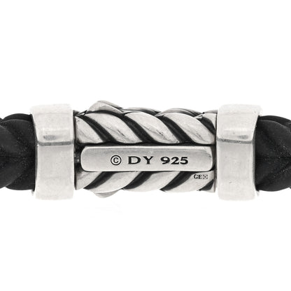 David Yurman Sterling Silver Rubber Diamond Chevron Bracelet 3 of 4