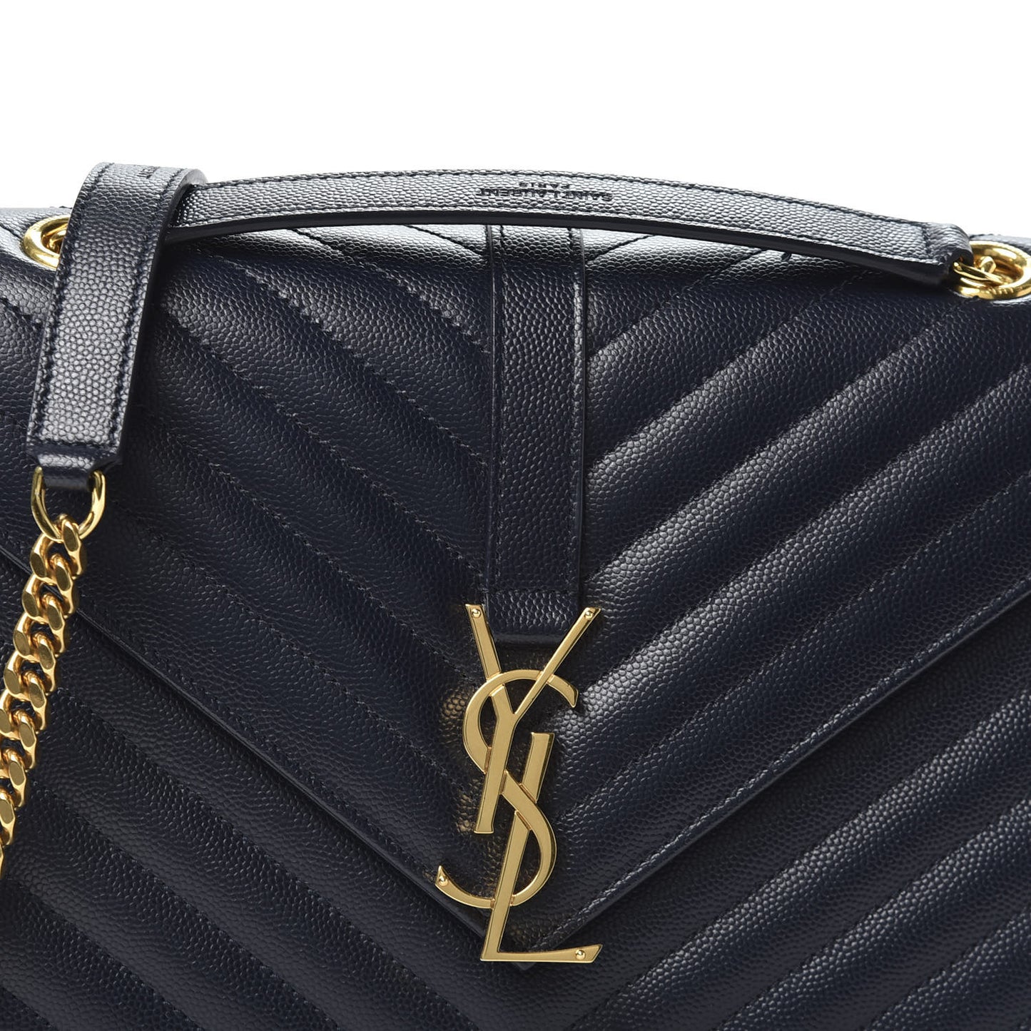 Grain De Poudre Matelasse Chevron Medium Monogram Satchel Midnight Blue