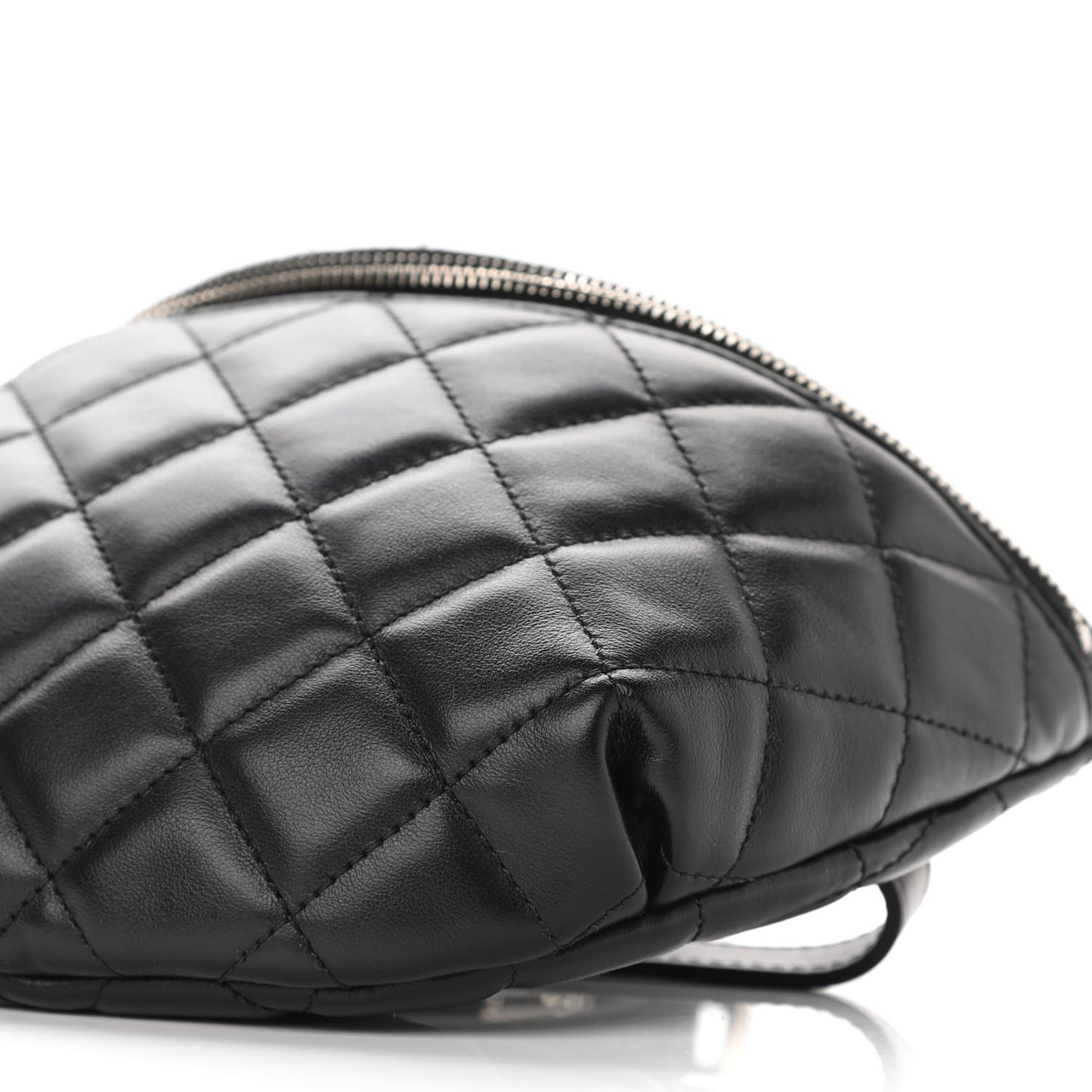 Lambskin Quilted Waist Belt Bag Black