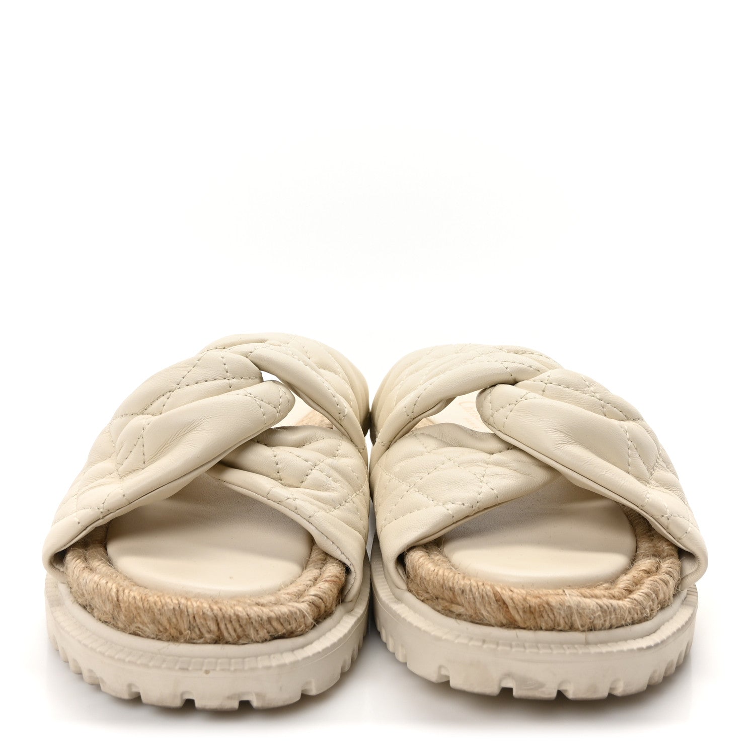 Christian Dior Calfskin Cannage Dtwist Espadrille Platform Sandals 36 White 3 of 9