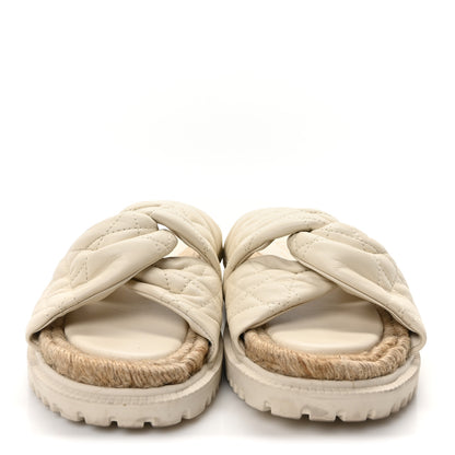 Christian Dior Calfskin Cannage Dtwist Espadrille Platform Sandals 36 White 3 of 9