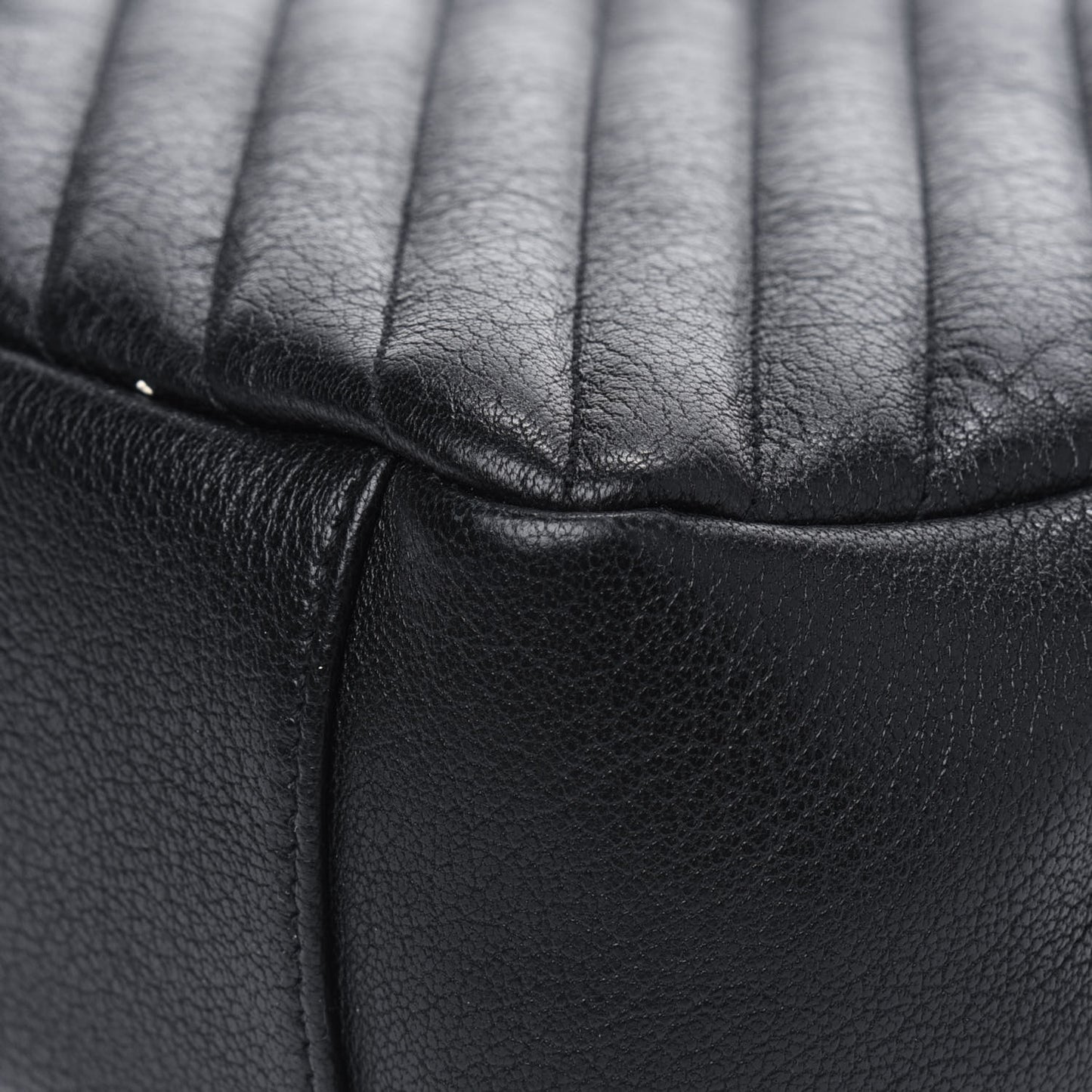 Sheepskin Matelasse Chevron Monogram Large College Satchel Black