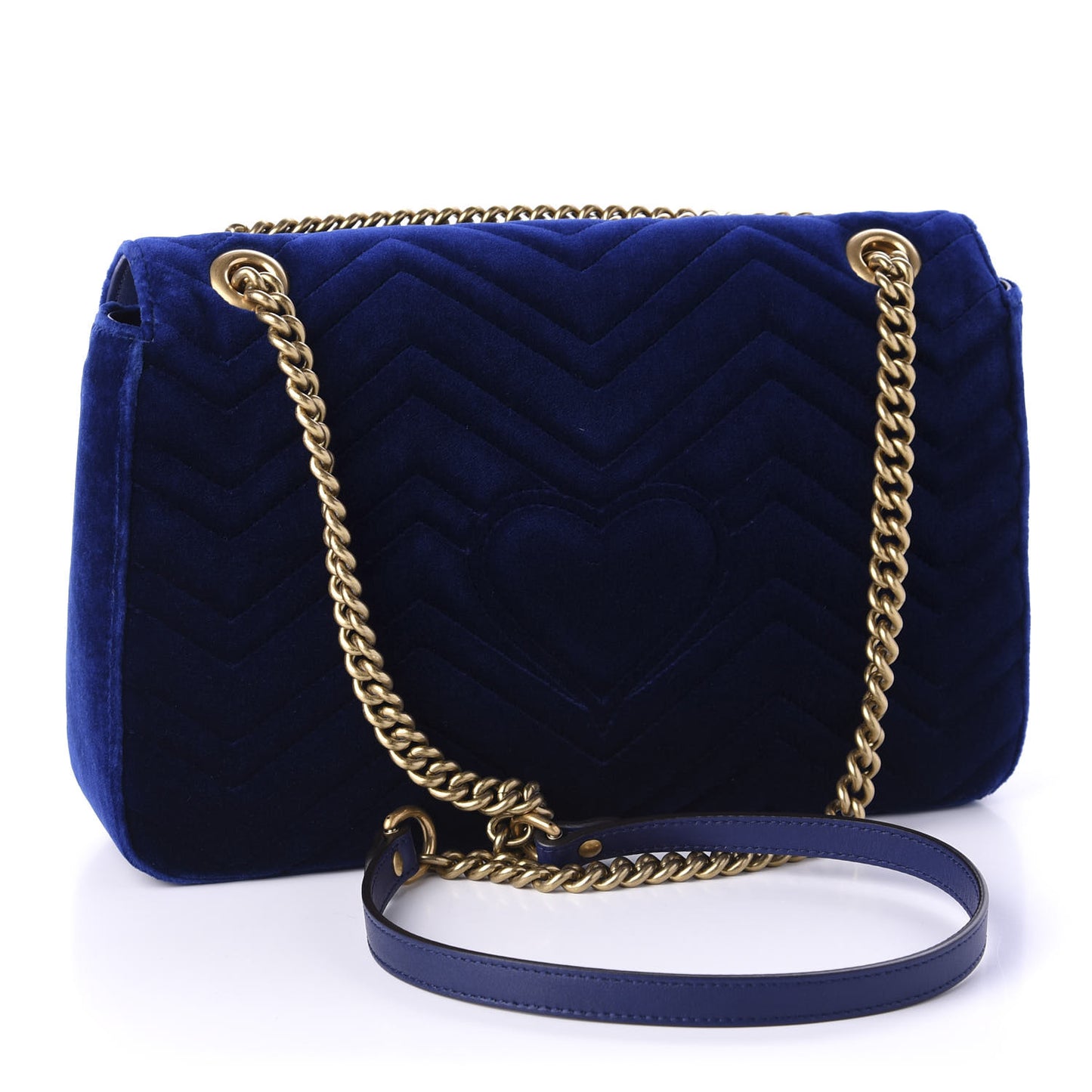 Velvet Matelasse Medium GG Marmont Shoulder Bag Cobalt Blue