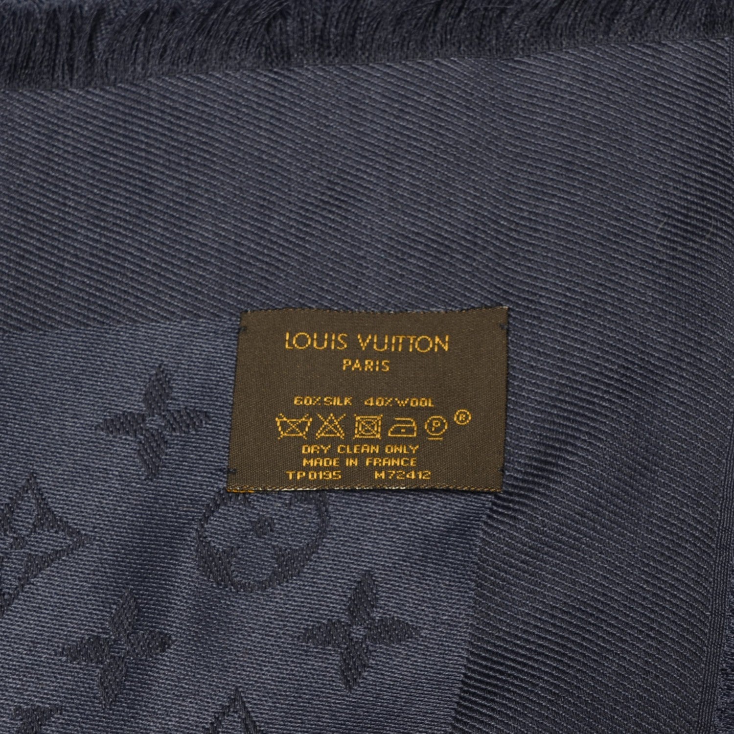 Louis Vuitton Wool Silk Monogram Shawl Blue Nuit 5 of 5