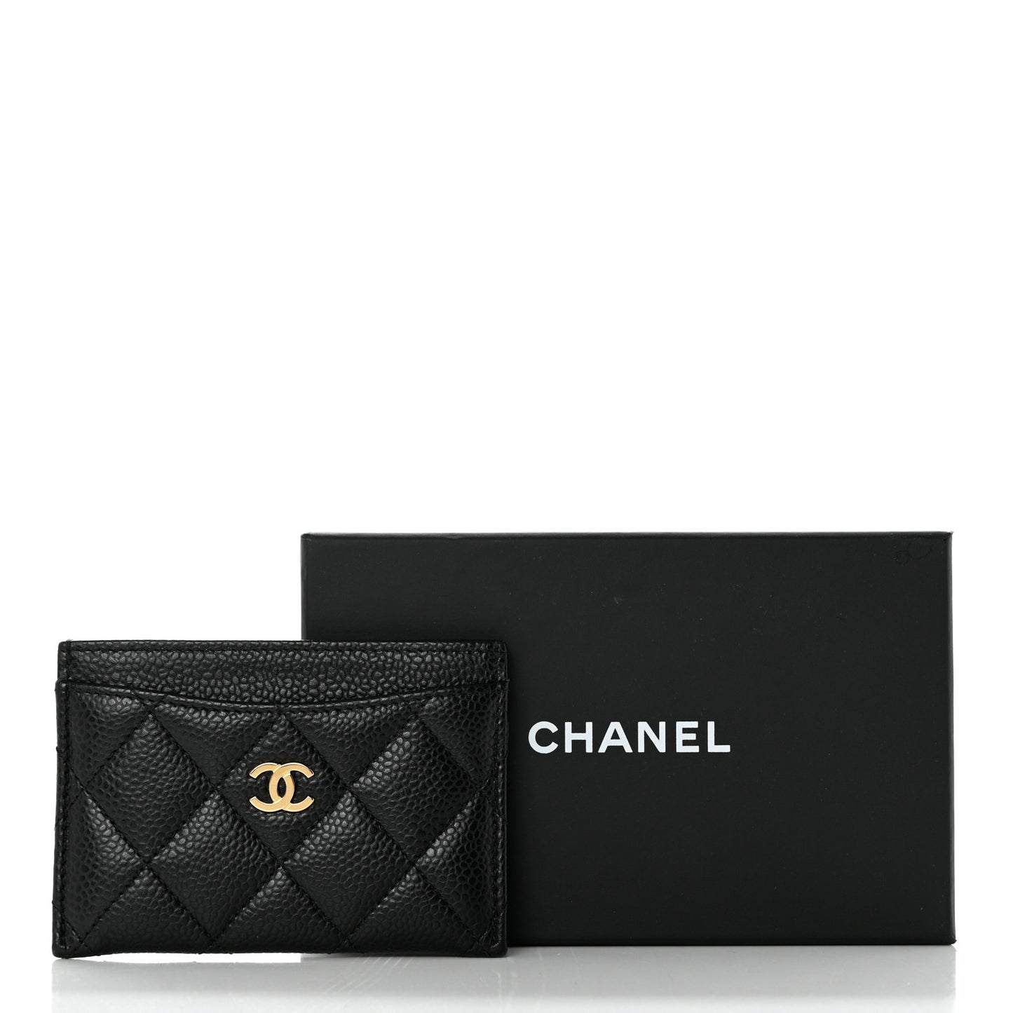 Caviar Quilted Card Holder Black