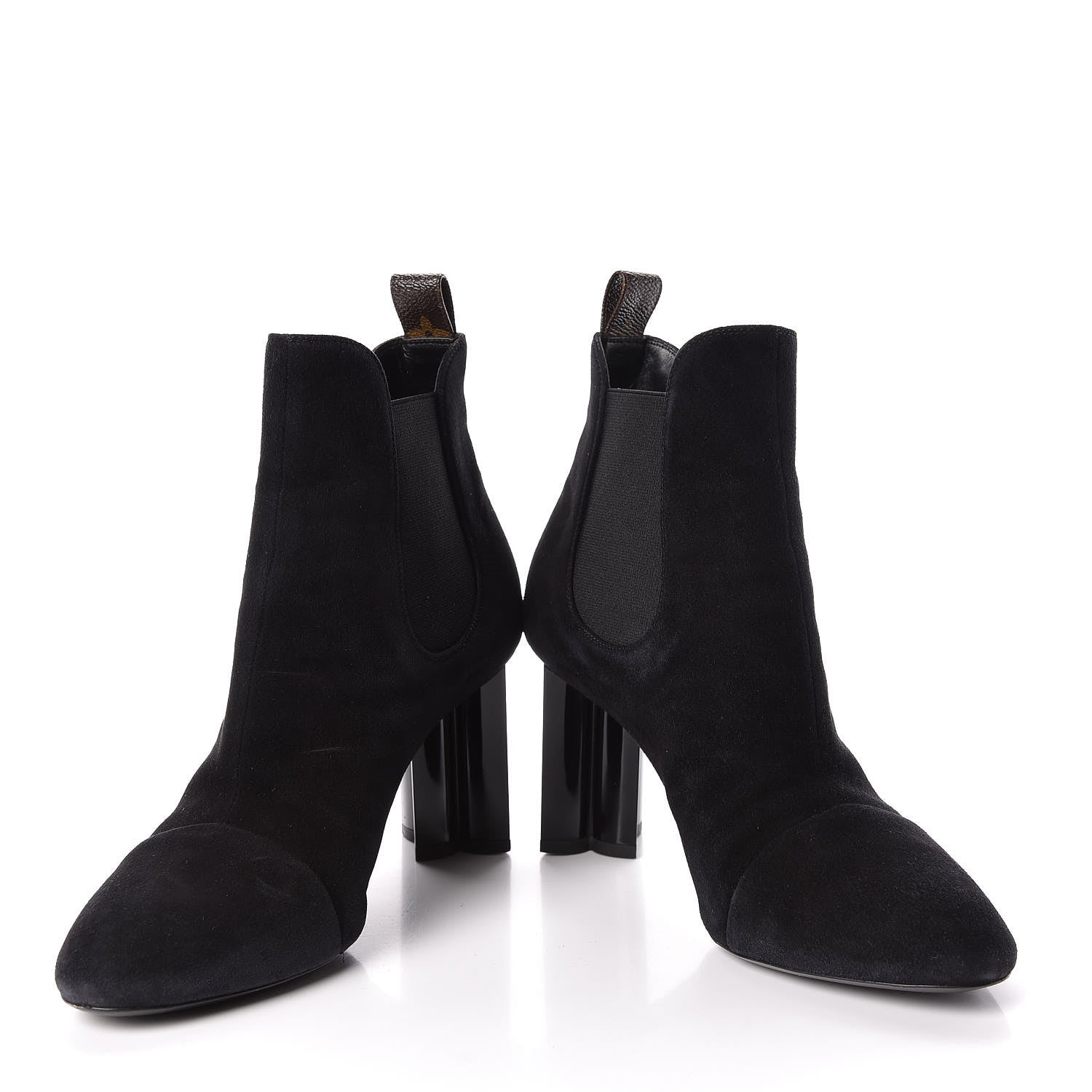Louis Vuitton Suede Monogram Uniformes Cap Toe Chelsea 80mm Ankle Boots 39 Black 5 of 10