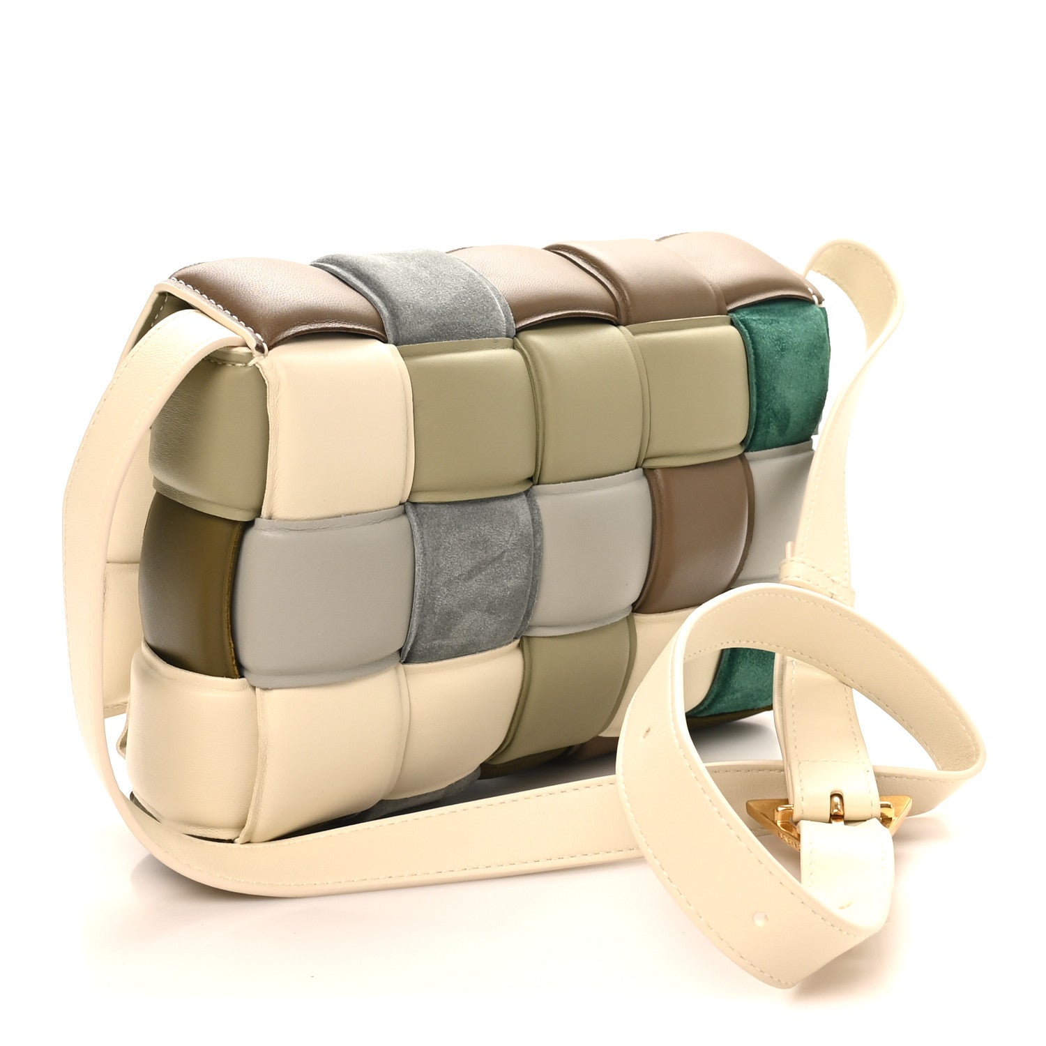 Bottega Veneta Nappa Suede Maxi Intreccio Padded Cassette Crossbody Bag Natural Soft Candy Sea Salt Multicolor 3 of 9