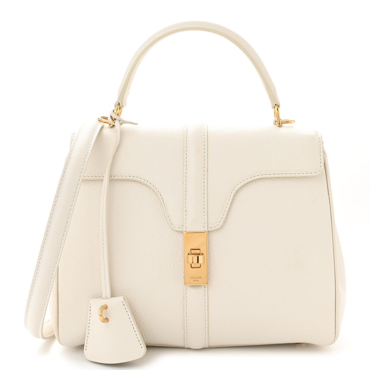Celine Grained Calfskin Small 16 Top Handle Bag White 1 of 11