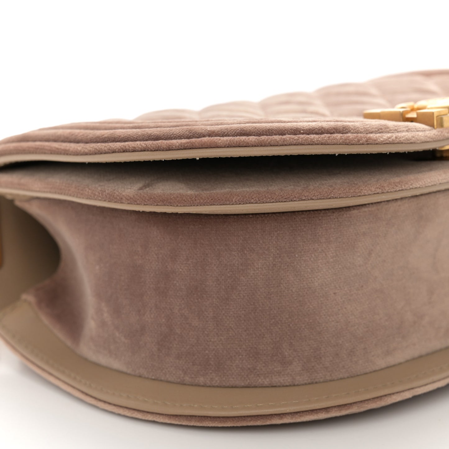 Velvet Quilted Small Boy Messenger Bag Beige