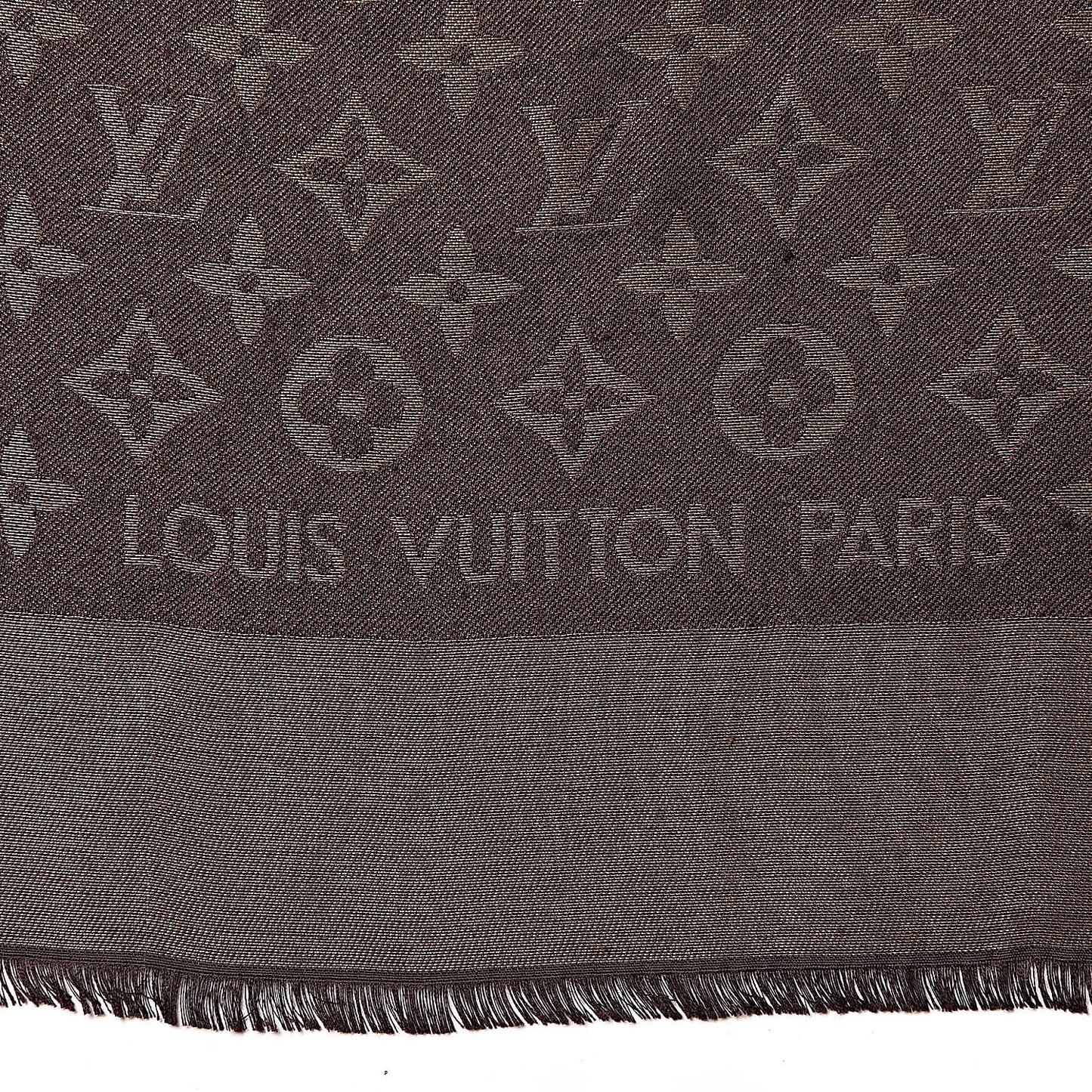 Silk Lurex Wool Monogram Shine Shawl Brown